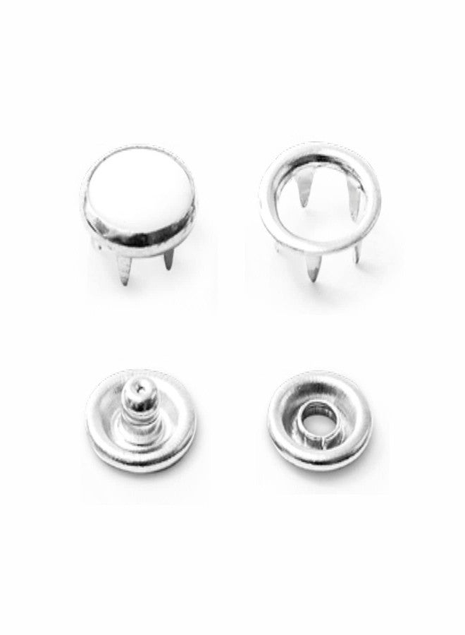 Jyoti Prong Snap Open-Ring Cap - MOP Color 2 (100 Sets of Size 16 Line/10.5mm of Brass in Nickel Finish in a Pouch) Closures & Connectors, No-Sew Button Fastener for Tailoring/Sewing, etc. - Pack of 1 - Image 1
